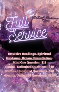 a flyer with the words full service and crystals