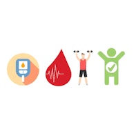 a man, woman, and a man with a blood test icon