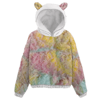 a colorful hoodie with a hood and ears