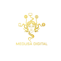 medusa digital logo on a black background
