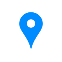 a blue location pin icon on a black background