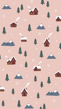 a seamless pattern with houses and trees on a pink background