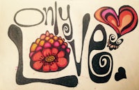 a drawing of a heart with the words only love