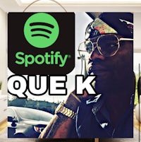the spotify logo with the words que k on it