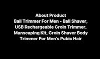 a black background with the words about product ball trimmer for men