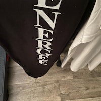 a black sweatshirt with the word energize on it