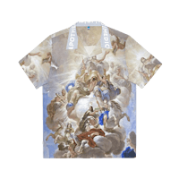 a t - shirt with an image of jesus and angels in the sky