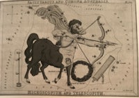 a black and white illustration of a horse with a bow and arrow