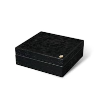 a black box with a floral pattern on it