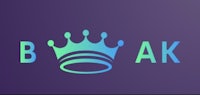 b a k logo with a crown on a purple background