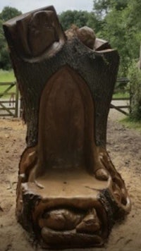 a tree trunk has been carved into a throne