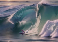 a surfer riding a wave in the ocean