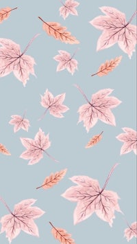 pink leaves on a blue background