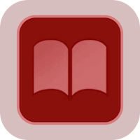 a book icon with a red background