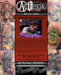 a flyer for a tattoo shop with pictures of tattoos