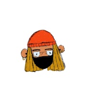 a cartoon of a man with dreadlocks and a hat