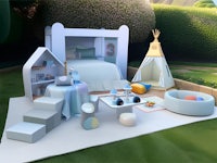 a 3d model of a children's bedroom set