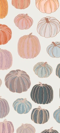 a colorful pattern of pumpkins on a white background