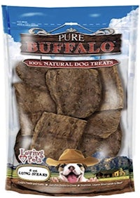 pure buffalo dog treats in a bag