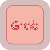 a pink square with the word grab on it