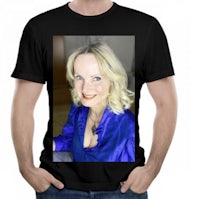 a black t - shirt with a woman's face on it