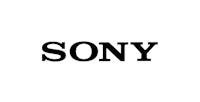 a black and white sony logo on a white background