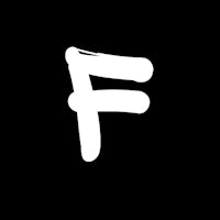 a white letter f on a black background