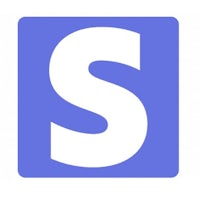 a blue square with the letter s on it