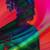 an image of a woman with a colorful background