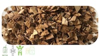 a pile of wood chips on a white background