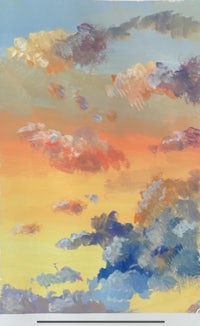 a painting of clouds in the sky