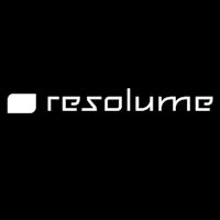 resolume logo on a black background