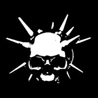 a skull with spikes on it on a black background