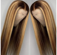 a lace front wig with long blonde hair