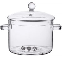 a clear glass pot with lid on a white background