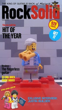 the cover of rock solid magazine with a lego figure