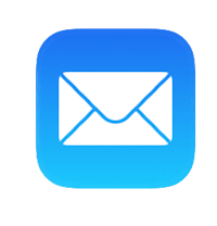 an email icon with a blue background