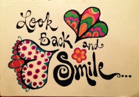 a drawing with the words look back and smile