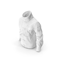 a 3d model of a white jacket on a black background