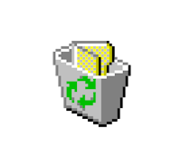 a pixelated image of a recycle bin