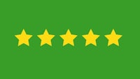 five stars on a green background