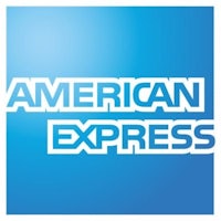 the american express logo on a blue background