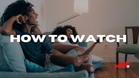 two women sitting on a couch with the text how to watch