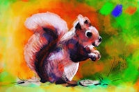 a watercolor painting of a squirrel