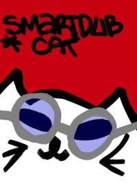 a cat wearing glasses with the words smartdub cat
