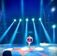 a woman performs on a stage in a circus