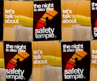 a group of posters with the words "safety temple" on them
