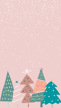 christmas trees on a pink background