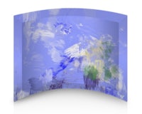 an abstract painting on a blue background
