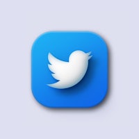 a blue twitter icon on a white background